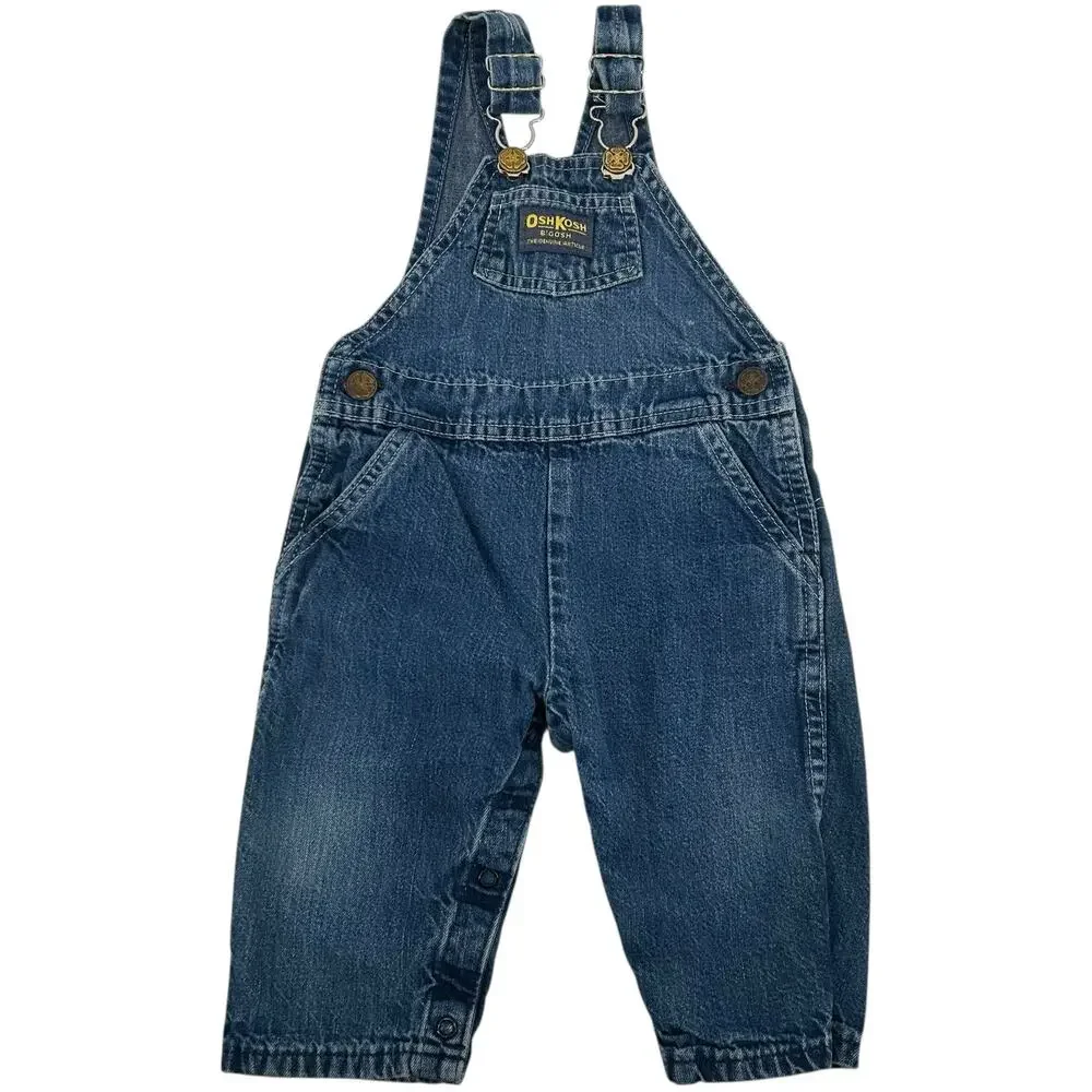 Vintage 80s OshKosh B'Gosh Vestback Bibs Overalls Denim 18 Months Made In USA